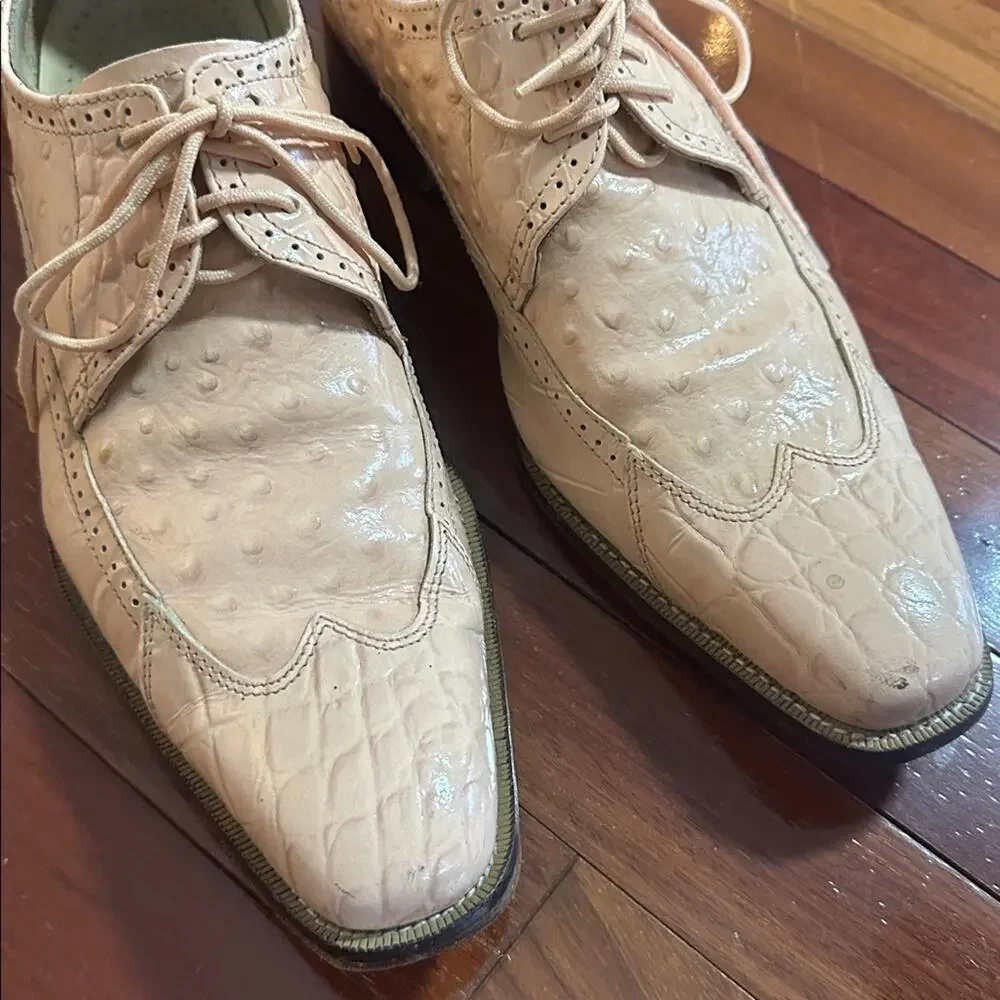 Giorgio Brutini Crocodile Textured Leather Shoes Pointed Toe Mens Size 9.5 Pink